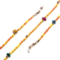 Detail of colorful beads and gold metal clasps on a stylish beaded eyewear chain - Yellow Multicolor
