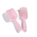 Pair of professional pink vented hairbrushes with ergonomic handle for volumizing hair - Square Mosquito Shape / Square Pink