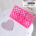 Pink diamond pattern cookie mold 12.4x7.5cm for baking and clay crafts with heart texture - Embossing Mold - Lattice Heart