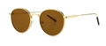 Retro round metal sunglasses with gold frame and dark brown amber lenses - Gold Frame Tea Lens