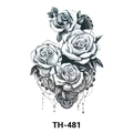 Waterproof temporary tattoo featuring black and white rose with lace and beads design - Th-481 / 210*148mm