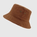 Classic cotton bucket hat in dark brown featuring vintage eyelets and tonal stitching - M (56-58cm) / Brown