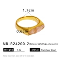 Specifiche dettagliate delle dimensioni per anello in acciaio dorato con pietra rosa - Stile R24200 - Larghezza 0.6cm / Rosa Chiaro
