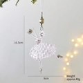 Pink acrylic ballerina Christmas ornament with pearls and silver glitter details, 16.5cm - Ballet Girl - Pearlescent Pink