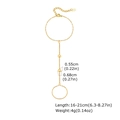 Gold stainless steel ring-bracelet with dual heart charms, showing size 16-21cm details - Heart Pendant