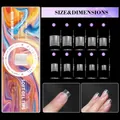 Detailed size chart for matte soft gel nail tips with precise length and width measurements - Style 11(11) / 300 Pcs