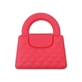 Perla in silicone rosso a forma di borsa per dentizione con trama trapuntata a rombi - Borsa