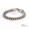 Silver stainless steel chain bracelet detail with 180mm perimeter and 5.5mm width specs - Silver Spiga Wheat Chain Bracelet (B540-04)