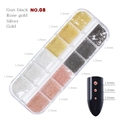 Mixed gold, silver, rose gold and gun black nail art metal beads in 12-grid box - Mixed 4 Colors (NO.08)