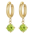 Orecchini a cerchio in acciaio inossidabile dorato con ciondolo in zircone verde - Zirconia verde mela