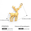 Golden stainless steel elk pendant with horn details for DIY Christmas necklace making - Gold Stainless Steel Reindeer (PJ92915)