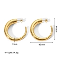 Golden titanium steel C-hoop earrings featuring a 44mm diameter and polished finish - Large Smooth C-Shape (HF-E3123)