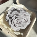 Handmade grey linen rose hair claw clip presented in a minimalist gift box - 9cm / Light Gray