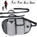 Gray outdoor dog walking belt with reflective leash for running and hiking - Single Bag / Gray
