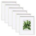 Set of 6 minimalist white photo frames for wall gallery with a botanical art print - White / A5 (Tabletop/Wall)