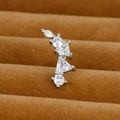 Piercing cartilage en acier argenté avec zircons courbés en forme de marquise et ronds - Courbe multi-forme / Argent