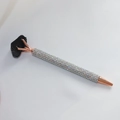Rose gold ballpoint pen covered with sparkling rhinestones for creative office use - Obsidian / Black Ink