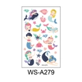 Waterproof cartoon mermaid tattoo stickers for kids featuring whales and sea creatures - Mermaid (WS-A279)