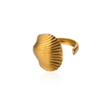 Golden seashell open ring with brushed metal texture and detailed 18K gold plating finish - Brushed Shell Open Style (JZ6813G)