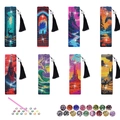 DIY diamond painting bookmark kit with 8 landscapes and elegant black tassels - Art Style