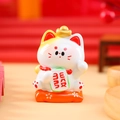 Lucky white ceramic cat figurine with gold ingot and money sign on festive background - A150 Fortune Cat / Extra Large Tray Display Series
