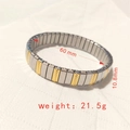 Elastic stainless steel bracelet in silver and gold, 10.8mm width and 60mm diameter - J009-2 Gold Silver Narrow