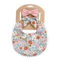 Baby boho bib and headband set featuring pink and floral prints on a display card - Pink Floral