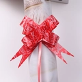 Decorative red gift ribbon bow with pink rose patterns for festive packaging - Red Rose