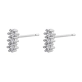 Close-up of 925 silver stud earrings with three vertically aligned sparkling zircons - VE860 Three Rounds / Silver