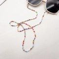 Rainbow glass seed bead eyeglass chain with white pearls and gold lobster clasps - Pale Multicolor with Pearls (S-010)