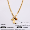 18K gold plated stainless steel curb chain with cowboy boot and tiger eye stone charms - Cowboy Boot Star Tiger Eye Style (XL31004)