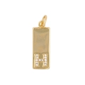 Detail of golden rectangular pendant with letter H and sparkling cubic zirconia stones - Letter H