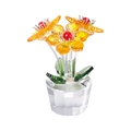 Elegant yellow crystal flowers in a clear faceted pot with green leaves and red centers - Maple Leaf Flower-Golden