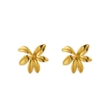 Vintage gold irregular flower stud earrings in polished stainless steel for women - XLE-2-2 Earrings - Gold