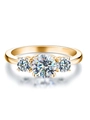 Elegant 1 carat Moissanite ring in gold finish with three-stone round cut design - US 5 / Gold/1 Carat White Zirconia
