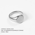 Polished silver stainless steel signet ring with smooth round top for women - US5 / Minimalist Round Signet Ring / Silver