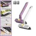 Purple and white V-shape crevice brush set with tail scraper for bathroom corner cleaning - 2-Pack + 2 Hooks / White + Purple