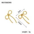 Minimalist 14K gold plated stainless steel butterfly bow stud earrings size 2cm x 2.5cm - HE47000DW0 Gold Geometric Bow