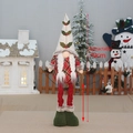 Retractable 70cm Christmas gnome doll with red plaid clothes and white long braids - T1220658B-70cm Medium Retractable Braids Style