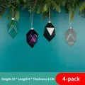 Set of 4 geometric Christmas glass ornaments in assorted colors with silver hanging cords - Geometric Ornaments 4-Pack