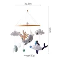 Ocean theme baby mobile with felt whales and corals on a natural wooden ring - Sea Animal Mobile