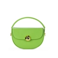 Grass green semi-circle handbag with gold round buckle and curved handle - Light Green