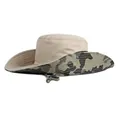 Outdoor camouflage wide-brim sun hat for men with adjustable drawstring and quick-dry fabric - One Size / Khaki