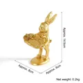 Golden rabbit figurine jewelry tray holder with resin finish and vintage oval dish - Standing Rabbit Figurine (Gold)