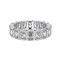 Elegante anello eternity in argento sterling S925 con pietre moissanite taglio smeraldo - US 6 / Stile Rettangolare Platino (DY121038)