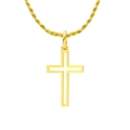 Polished gold hollow cross pendant with twisted rope chain necklace for men - NMN05-Hollow Cross Gold