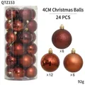 Lot de 24 boules de Noël rouges 4cm avec finitions mates, brillantes et pailletées - Lot de 24 / Café