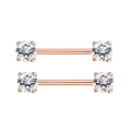 Rose gold heart-shaped zircon nipple rings with sparkling white round stones - Rose Gold White Zirconia