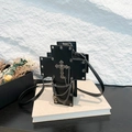 Gothic cross-shaped crossbody bag in black PU leather with silver studs and chain - Black Cross