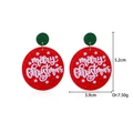 Detailed view of Merry Christmas earrings with dimensions 5.2cm height and 3.9cm width - Red Round Plate Earrings